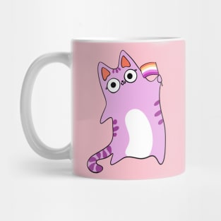 Lesbian Pride Flag Kawaii Pink Cat Gay Cute chibi Tabby Kitty Mug